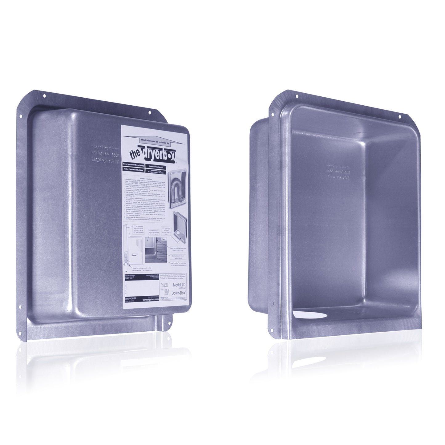 Dryerbox DB-4D - 14" x 16" In-Wall Dryer Exhaust Receptacle, Downward Exhaust, 2x6 Walls