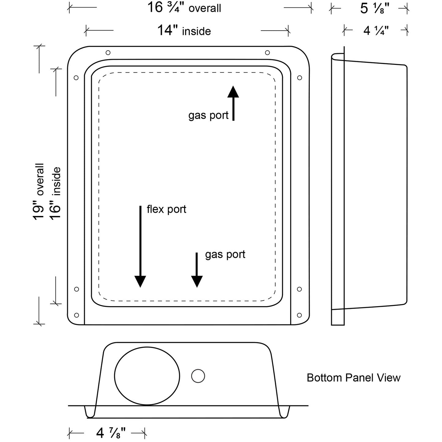 Dryerbox DB-4D - 14" x 16" In-Wall Dryer Exhaust Receptacle, Downward Exhaust, 2x6 Walls