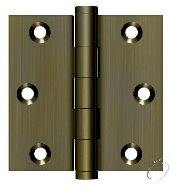 DSB35 3" x 3" Square Hinge; Antique Brass Finish