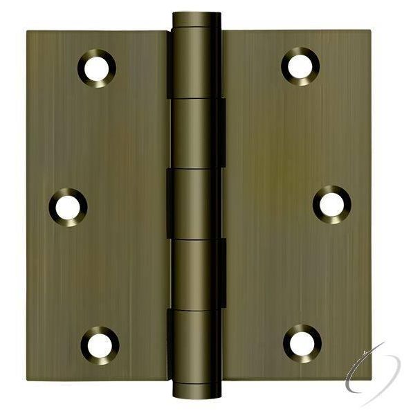 DSB355 3-1/2" x 3-1/2" Square Hinge; Antique Brass Finish
