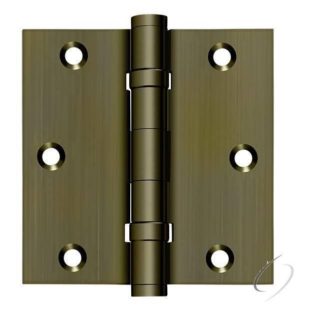 DSB35B5 3-1/2" x 3-1/2" Square Hinge; Ball Bearings; Antique Brass Finish