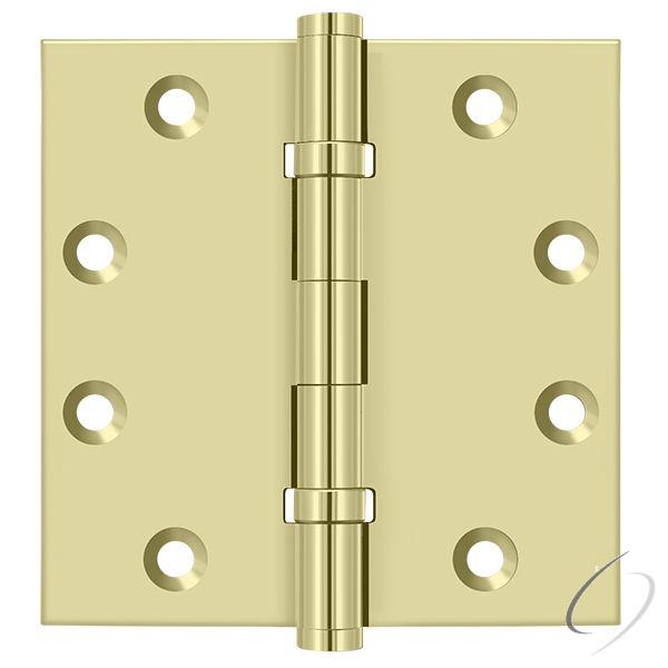 DSB45B3-UNL 4-1/2" x 4-1/2" Square Hinge; Ball Bearings; Unlacquered Bright Brass Finish