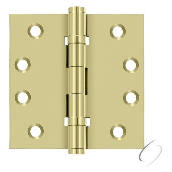 DSB4B3-UNL 4" x 4" Square Hinge; Ball Bearings; Unlacquered Bright Brass Finish