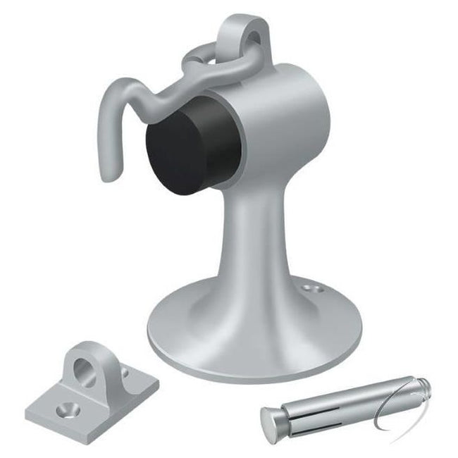 DSF444U26D Cement Floor Mount Bumper with Holder; Satin Chrome Finish