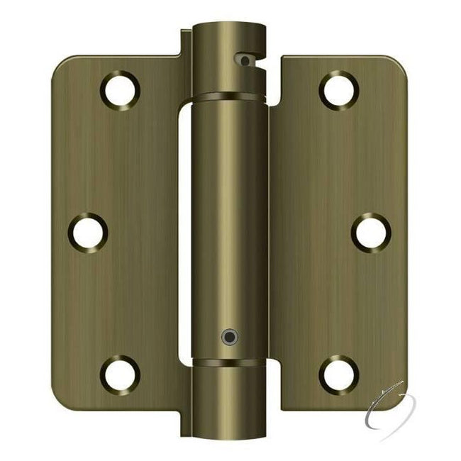 DSH35R45 3-1/2" x 3-1/2" x 1/4" Spring Hinge; Antique Brass Finish