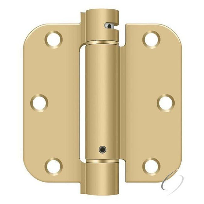 DSH35R53/4 3-1/2" x 3-1/2" x 5/8" Spring Hinge; Bright Brass By Satin Brass Finish