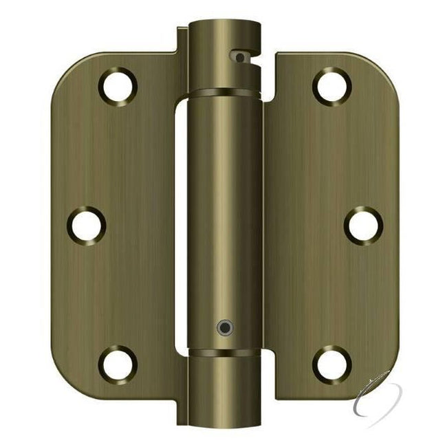 DSH35R55 3-1/2" x 3-1/2" x 5/8" Spring Hinge; Antique Brass Finish