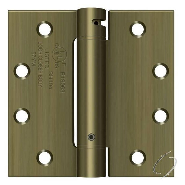 DSH45U5 4-1/2" x 4-1/2" Spring Hinge; Antique Brass Finish