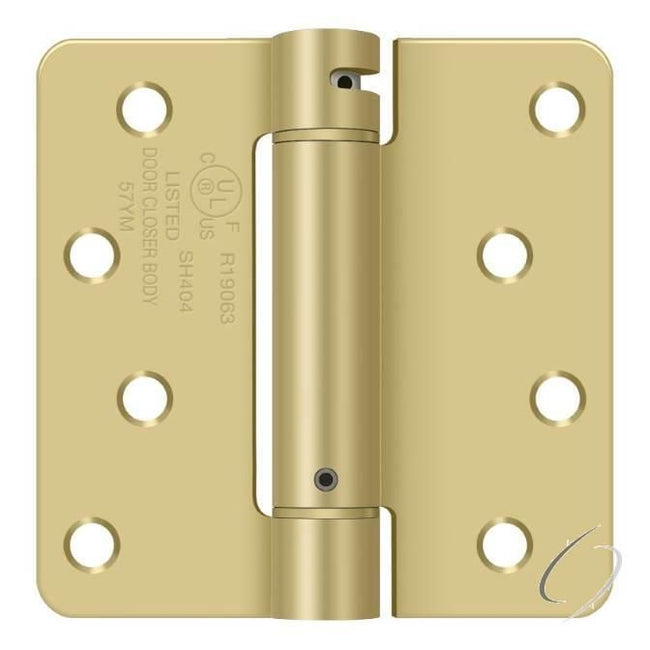 DSH4R43/4 4" x 4" x 1/4" Spring Hinge; Satin Brass Finish