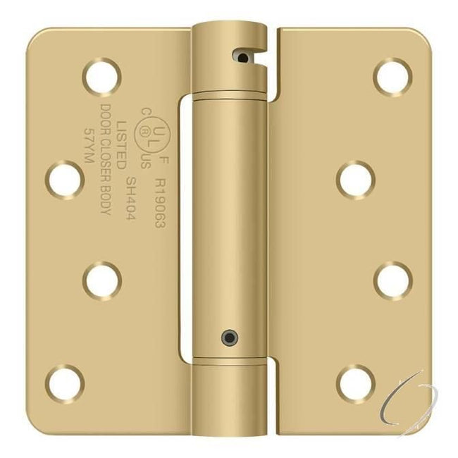 DSH4R44 4" x 4" x 1/4" Spring Hinge; Bright Brass By Satin Brass Finish