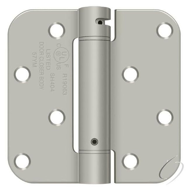 DSH4R515BM 4" x4" 5/8" Radius Spring Hinge Benchmark; Satin Nickel Finish