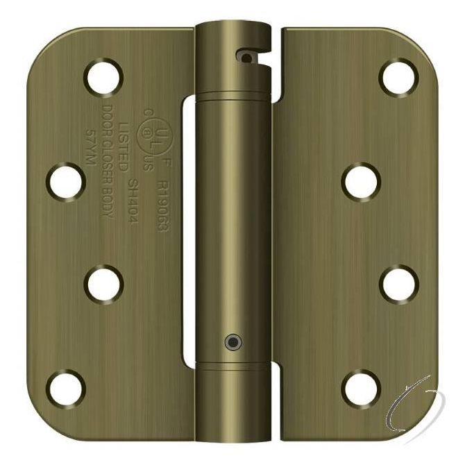 DSH4R55 4" x 4" 5/8" Radius Spring Hinge; Antique Brass Finish
