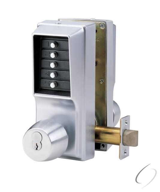 Back to Back Mechanical Pushbutton Lock; Cylindrical with Knob and Double Key Override; Entry Egres