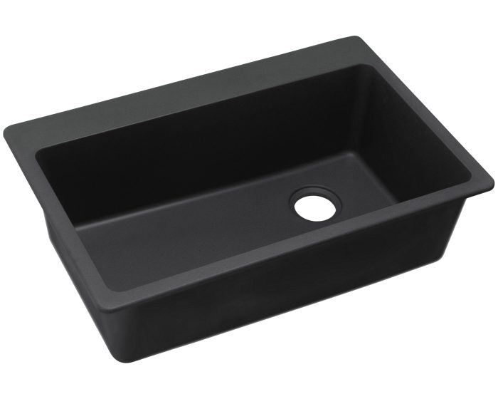 Elkay ELG13322BK0 - Elkay Quartz Classic 33" x 22" x 9-1/2" Single Bowl Drop-in Sink, Black