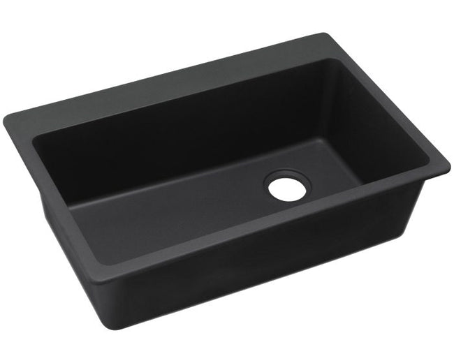 Elkay ELG13322BK0 - Elkay Quartz Classic 33" x 22" x 9-1/2" Single Bowl Drop-in Sink, Black
