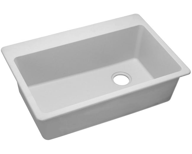 Elkay ELG13322WH0 - Elkay Quartz Classic 33" x 22" x 9-1/2" Single Bowl Drop-in Sink, White
