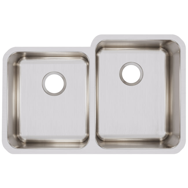 Elkay ELUH3120L - 31-1/4" x 20-1/2" Lustertone Classic Stainless Steel Offset Double Bowl Undermount Kitchen Sink