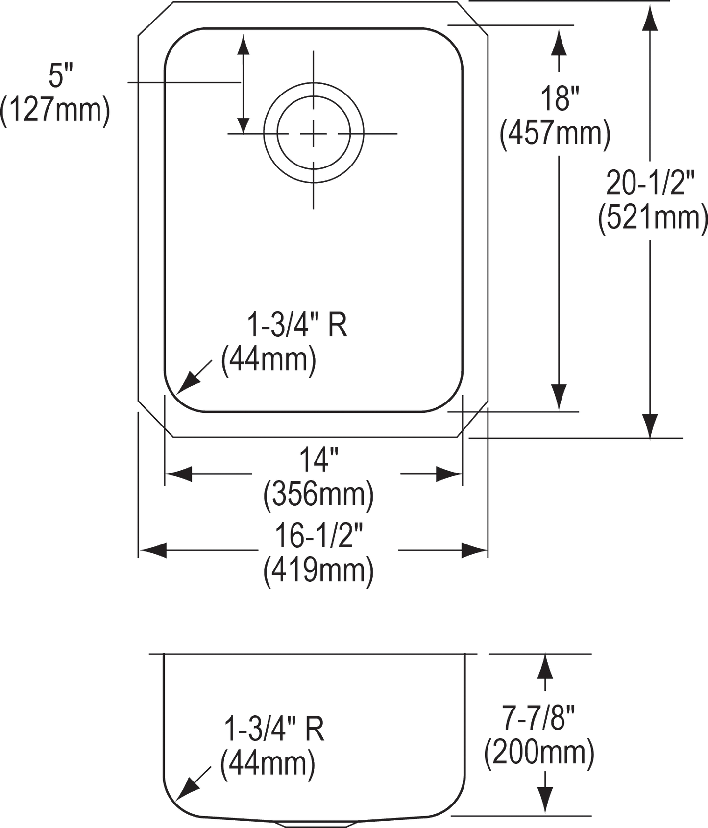 Elkay ELUH1418 - Elkay Lustertone Classic Stainless Steel, 16-1/2" x 20-1/2" x 7-7/8", Single Bowl U