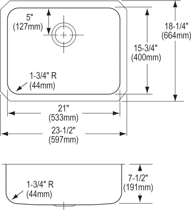 Elkay ELUH2115 - Elkay Lustertone Classic Stainless Steel 23-1/2" x 18-1/4" x 7-1/2", Single Bowl Un