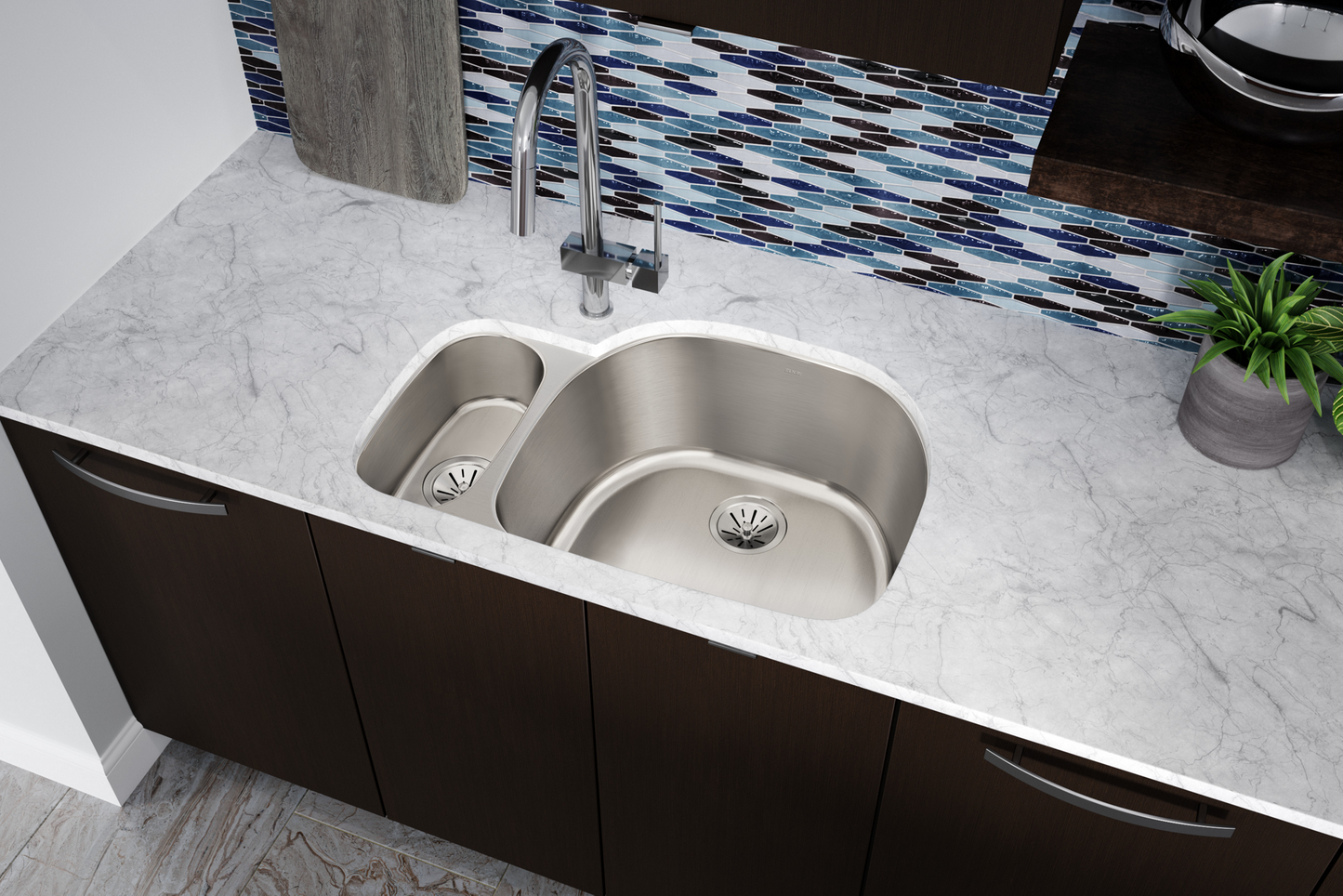 Elkay ELUH322110L - Elkay Lustertone Classic Stainless Steel 31-1/2" x 21-1/8" x 10", 30/70 Offset D