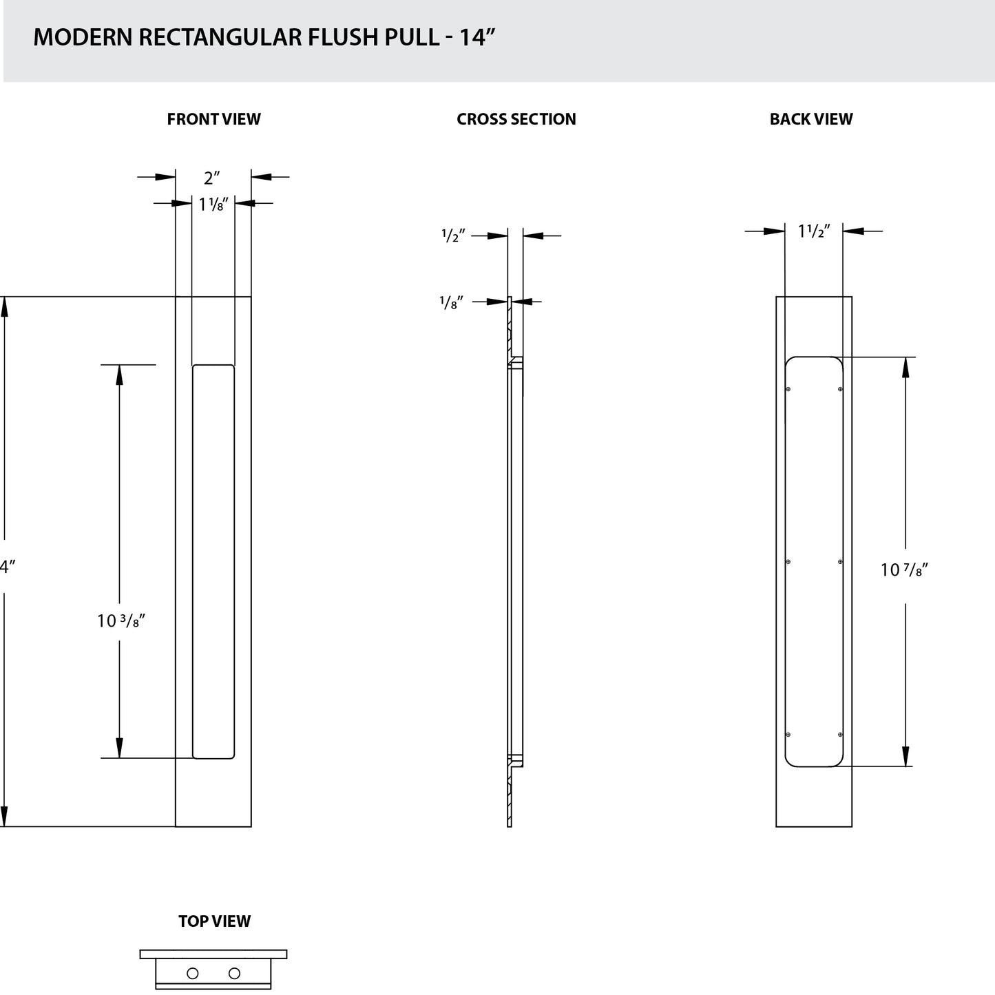 Emtek 10" Modern Rectangular Solid Brass Flush Door Pull