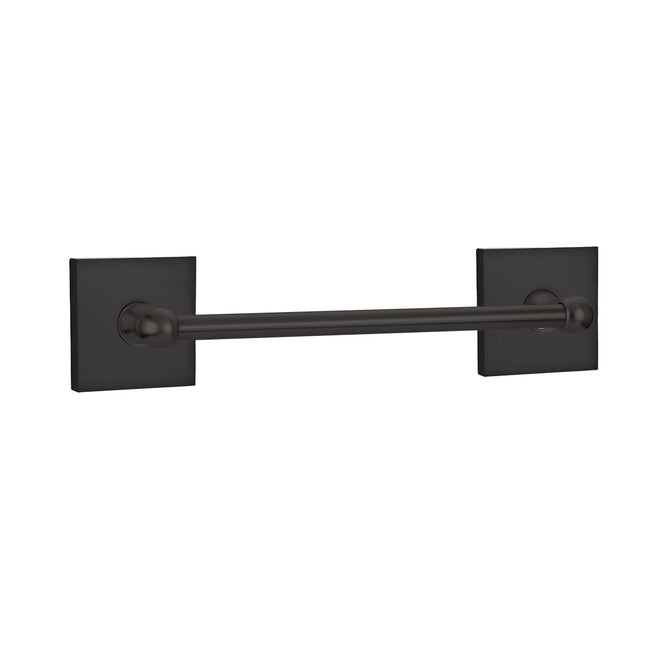 26024SQUUS19 - Traditional Brass Towel Bar with Square Rosette in Flat Black