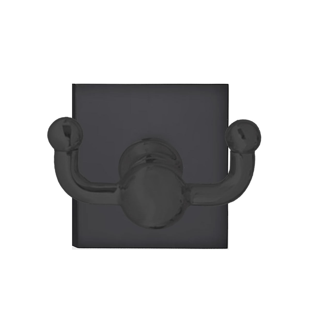 2609SQUUS19 - Traditional Brass Double Hook with Square Rosette in Flat Black