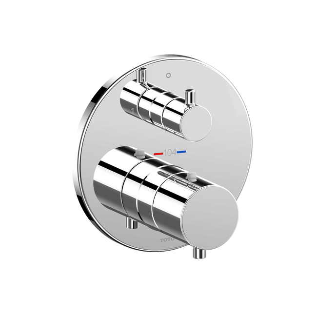 TOTO Round Thermostatic Mixing Valve with Two-Way Diverter Shower Trim, Polished Chrome