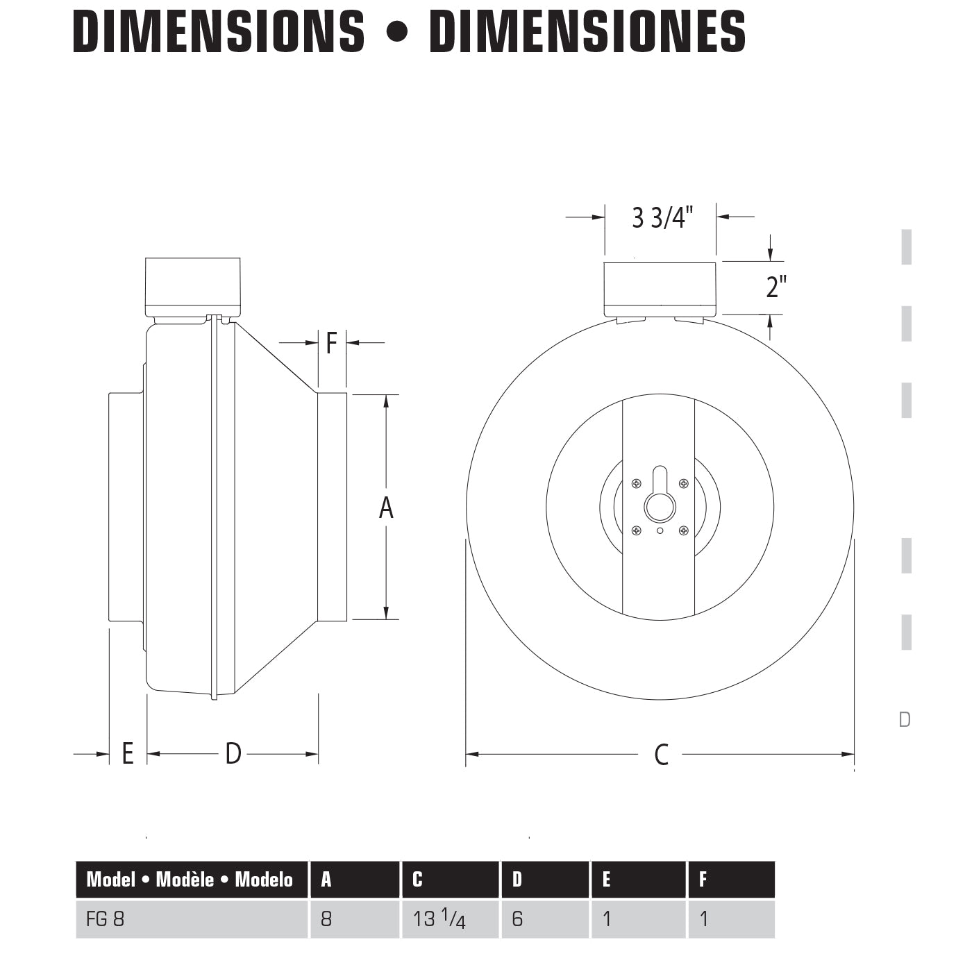 FG8 - 8" Inline Centrifugal Duct Fan