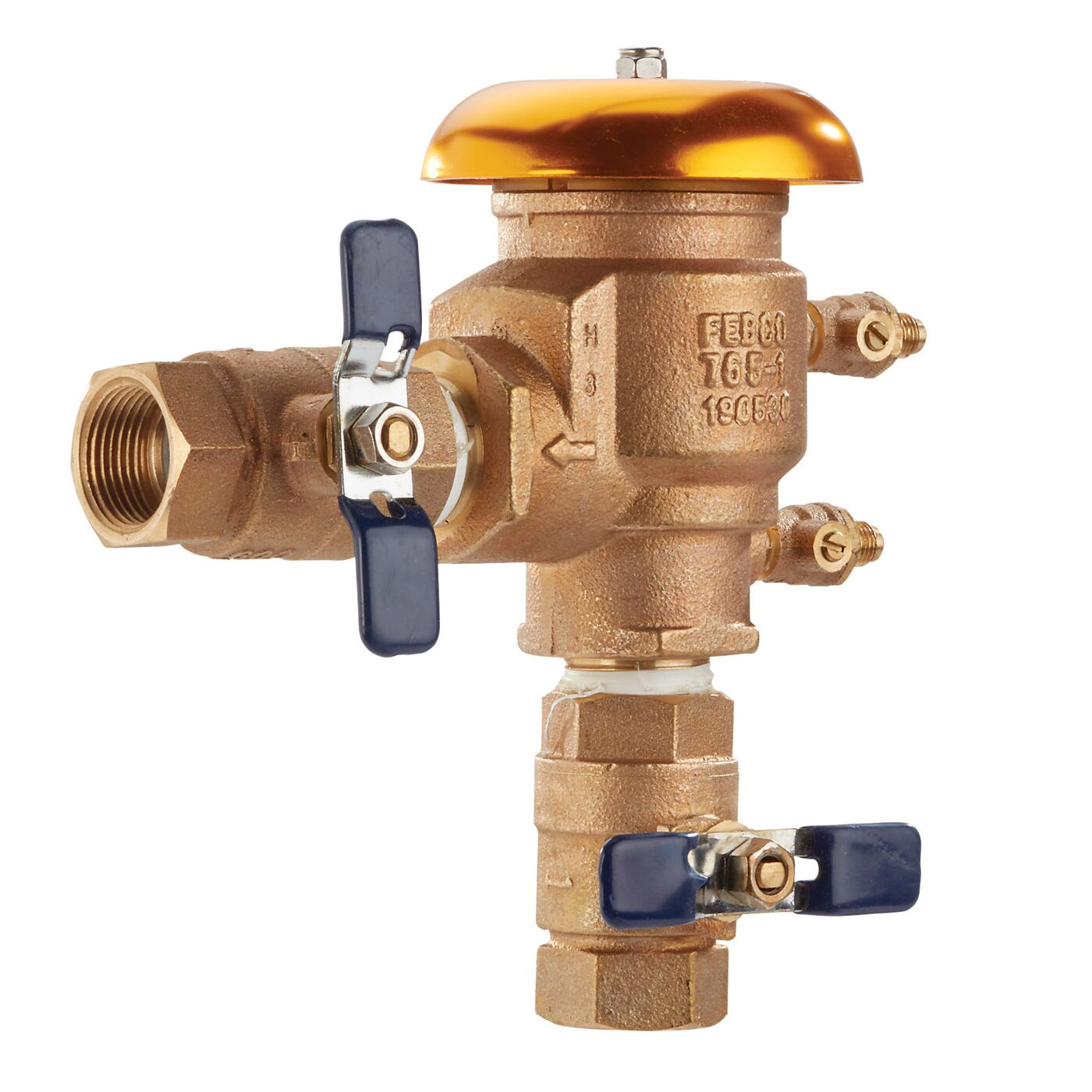 765 - Bronze Pressure Vacuum Breaker Backflow Preventer, Quarter Turn Shutoffs