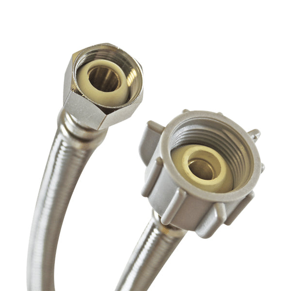 B3T12 - Braided Stainless Steel Hose Toilet Connector - 1/2" Comp x 7/8" Ballcock, 12"