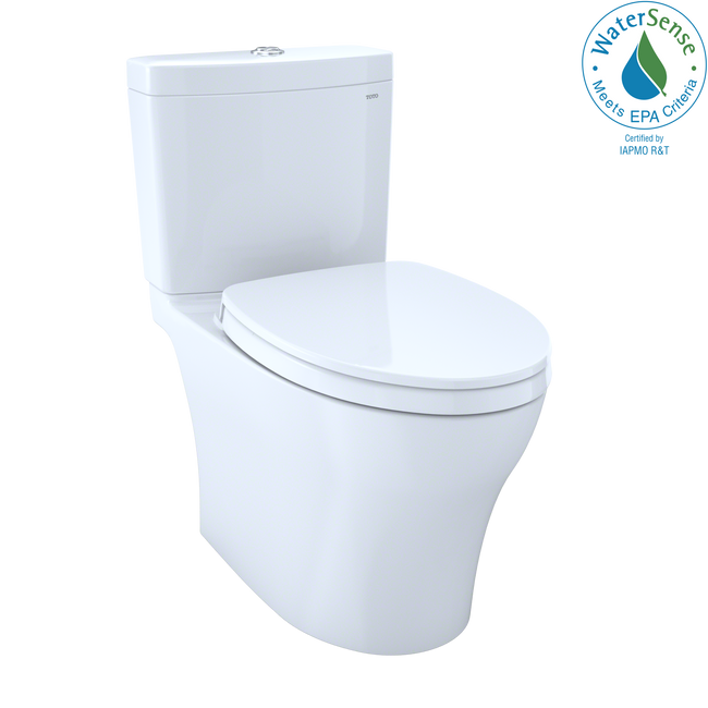 Toto MS446124CEMFG#01 - Aquia IV Two-Piece Elongated Dual Flush 1.28 and 0.8 GPF Universal Height Toilet with CEFIONTECT, WASHLET+ Ready- Cotton White