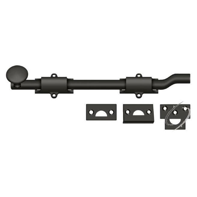 FPG1010B 10" Surface Bolt with Offset; Heavy Duty; Oil Rubbed Bronze Finish