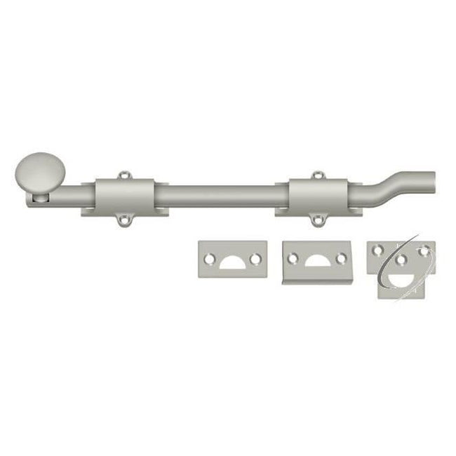 FPG1015 10" Surface Bolt with Offset; Heavy Duty; Satin Nickel Finish