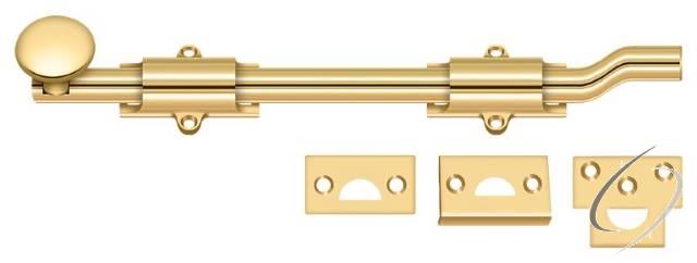 FPG10CR003 10" Surface Bolt with Offset; Heavy Duty; Lifetime Brass Finish