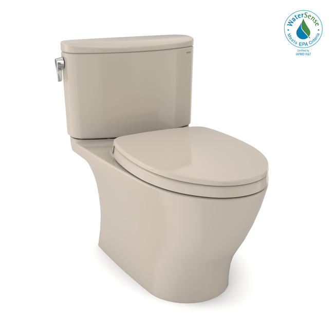 Toto MS442124CEFG#03 - Nexus Two-Piece Elongated 1.28 GPF Universal Height Toilet with CEFIONTECT and SS124 SoftClose Seat, WASHLET+ Ready- Bone