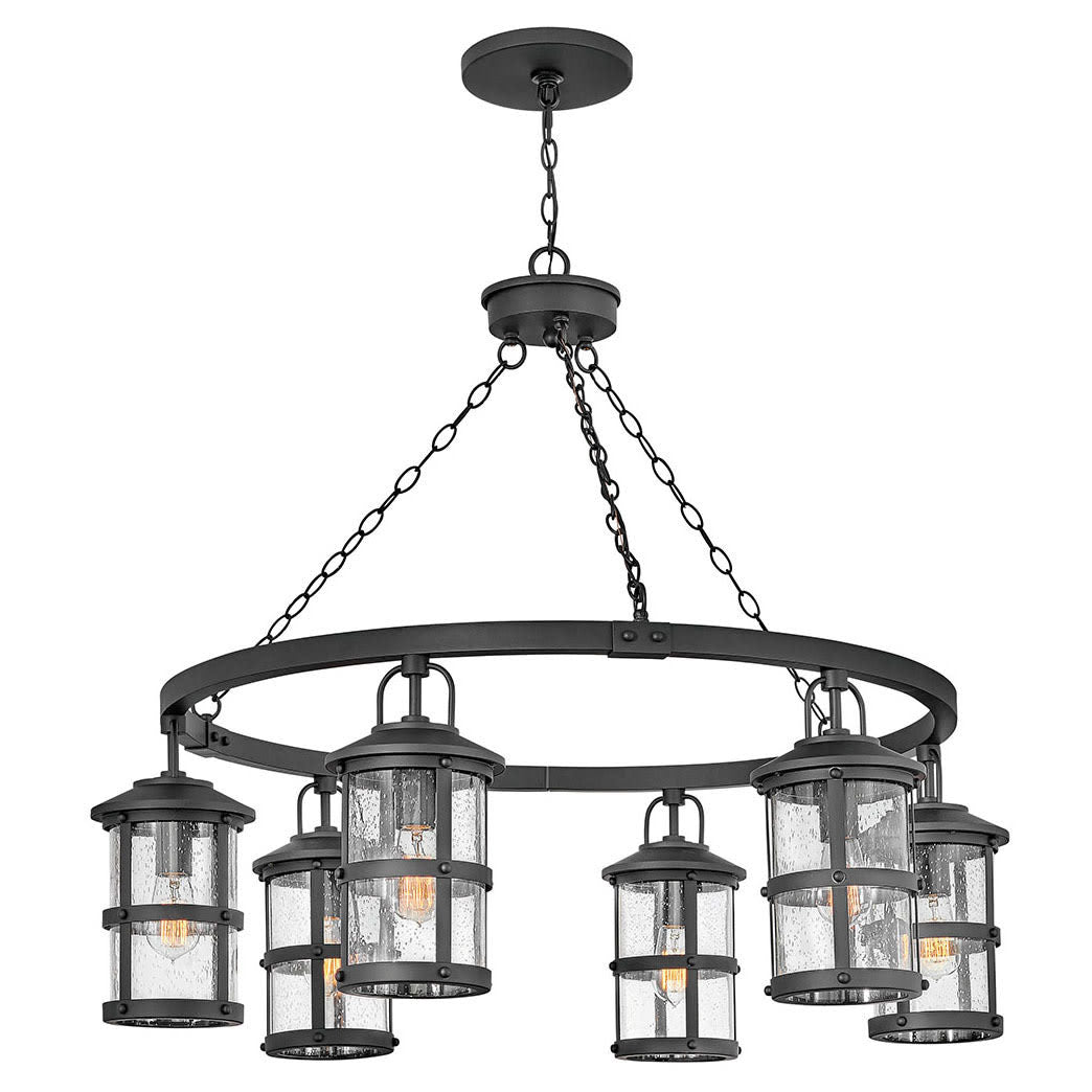 Hinkley 2689-LV - Lakehouse 42" Wide 6 Light Indoor / Outdoor Clear Seedy Glass Chandelier, Low Voltage