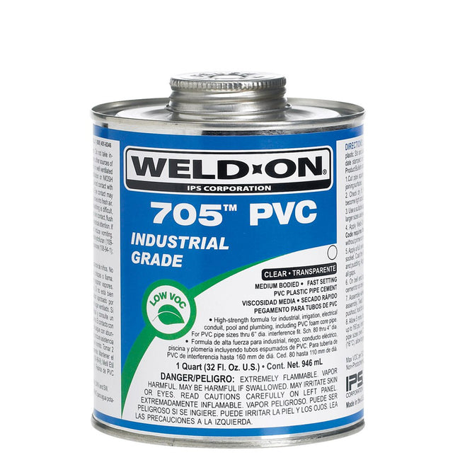 Weld-On 10089 - 705 PVC Clear Medium Bodied Fast Setting Solvent Cement - 1 Quart