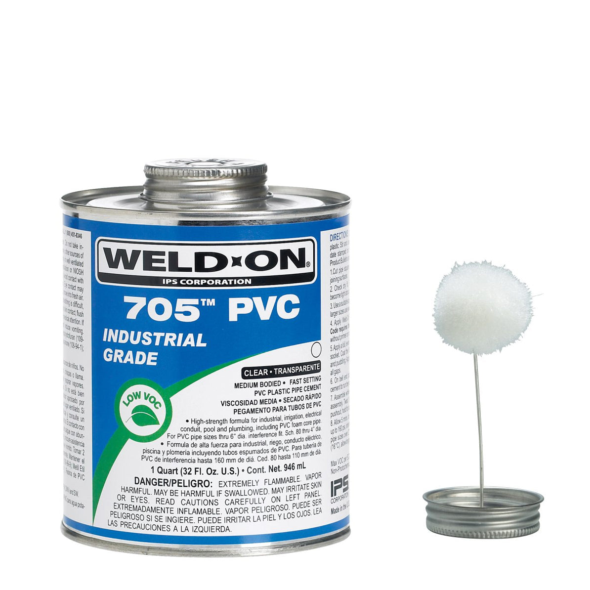 Weld-On 10089 - 705 PVC Clear Medium Bodied Fast Setting Solvent Cement - 1 Quart