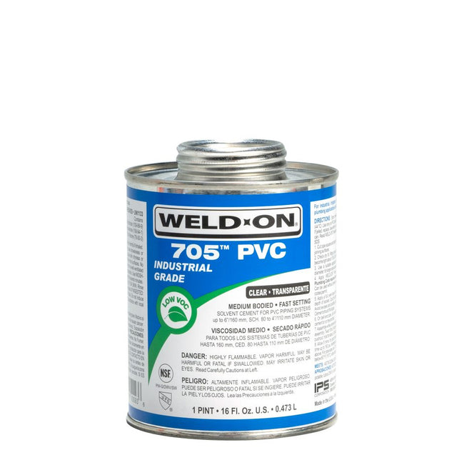Weld-On 10093 - 705 PVC Clear Medium Bodied Fast Setting Solvent Cement - 1 Pint