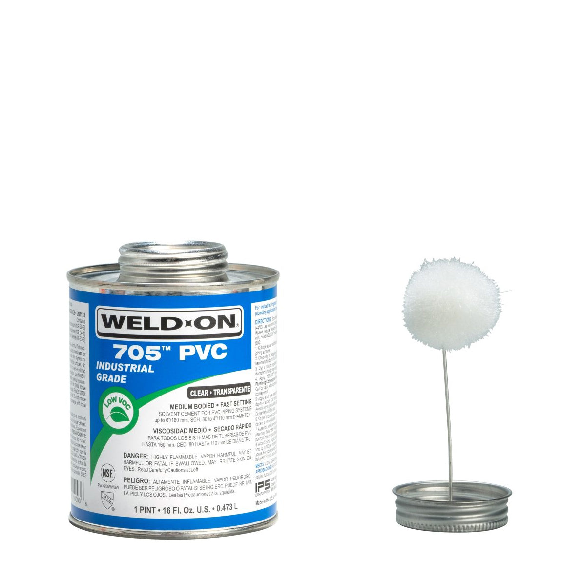 Weld-On 10093 - 705 PVC Clear Medium Bodied Fast Setting Solvent Cement - 1 Pint