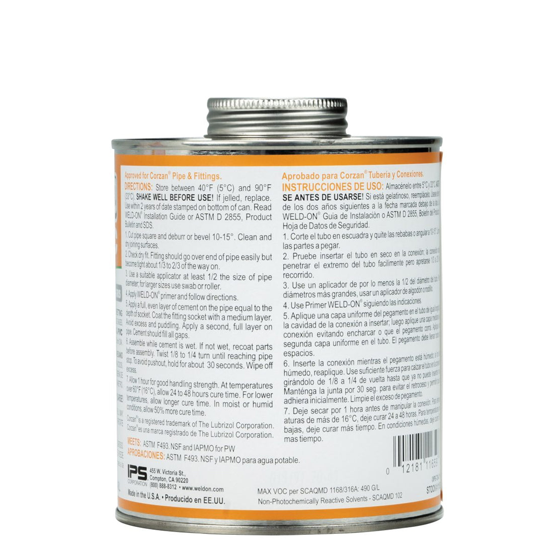 11659 - Weld-On 724 CPVC - Professional Industrial-Grade Heavy-Bodied Gray CPVC Cement - 1 Quart