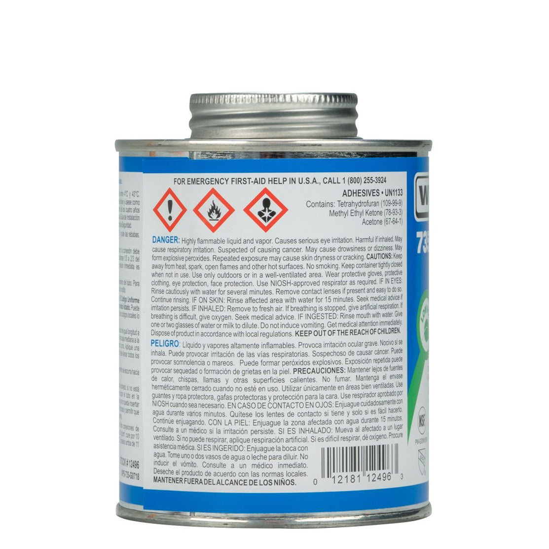 Weld-On 735 CPVC - PVC Wet N Fast Blue Medium Bodied Extremely Fast Setting - 1 Quart