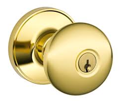Entry Lock Stratus Knob with C Keyway; 16255 Latch and 10101 Strike Bright Brass Finish