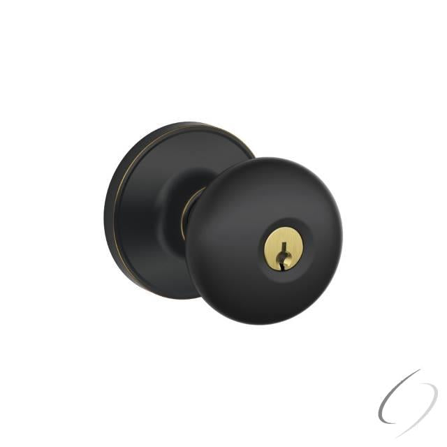 Entry Lock Stratus Knob with C Keyway; 16255 Latch and 10101 Strike Aged Bronze Finish