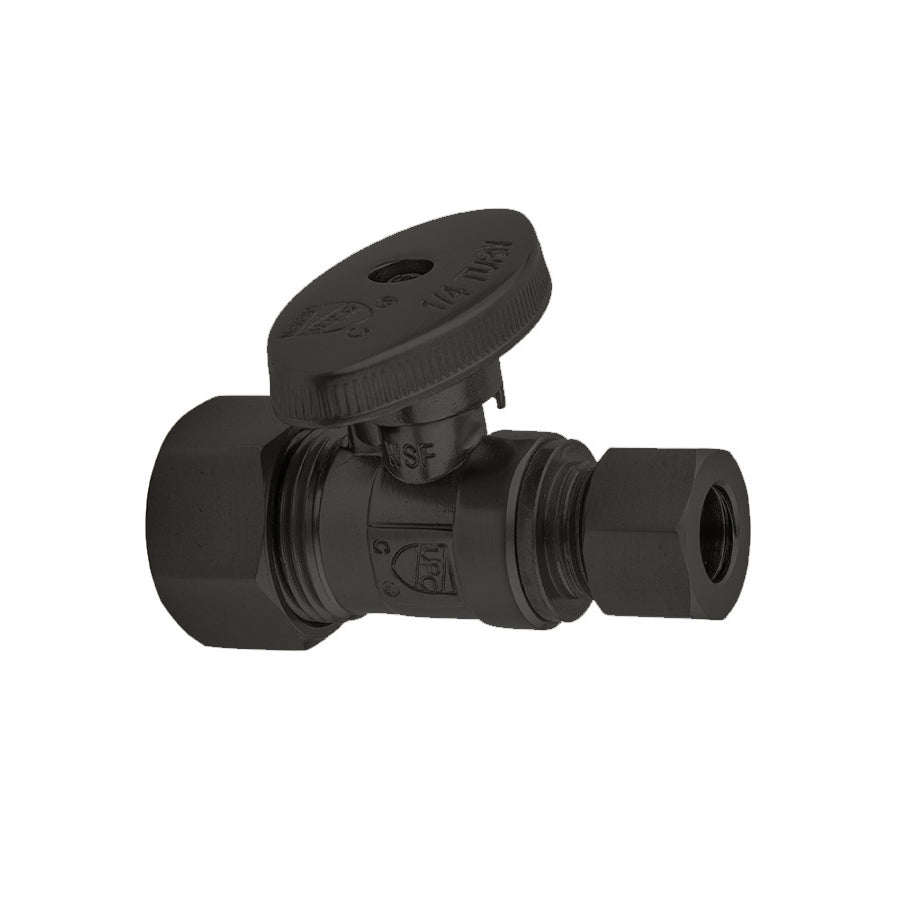 622-8-MBK - Quarter Turn Faucet Straight Stop - 5/8" Comp x 3/8" OD Supply Valve - Matte Black