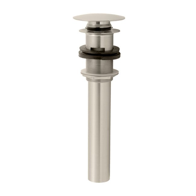 828-SN - Finger Touch Round Lavatory Drain with Overflow in Satin Nickel