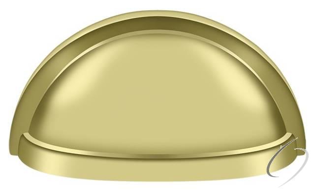 K43U3 Oval Shell Handle Pull 3-1/2"; Bright Brass Finish