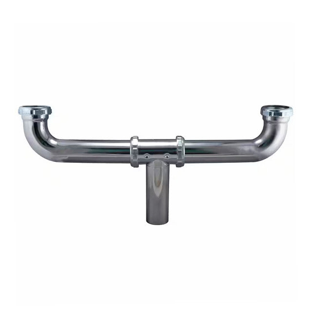 4568SN - Center Outlet Continuous Waste - 1-1/2" Slip Joint - Satin Chrome Plated Brass - 16"