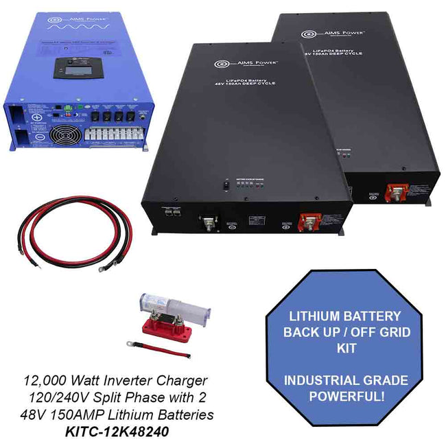 KITC-12K48240 - Off Grid / Back Up 12000 Watt Pure Sine Inverter charger 120V / 240V & 48